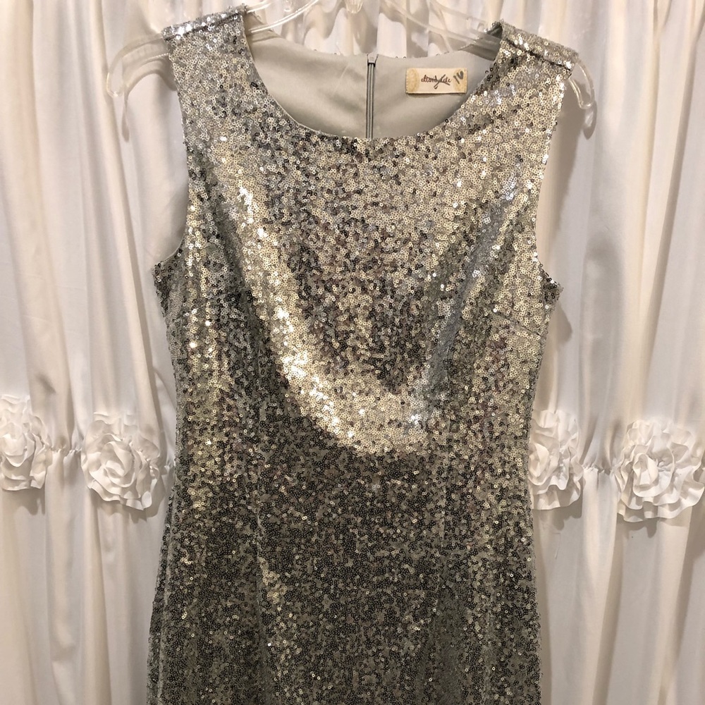 Silver sequin mini dress